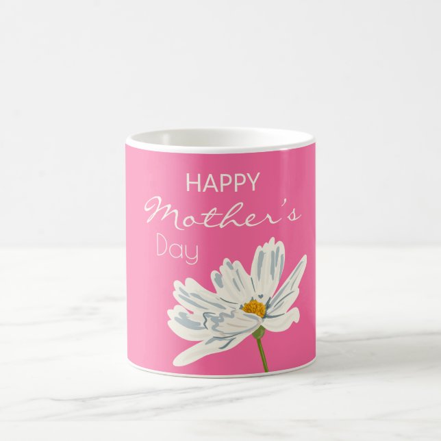 Lycklig Mor dag - vit konstnärlig blomma färglös Kaffemugg (Center)