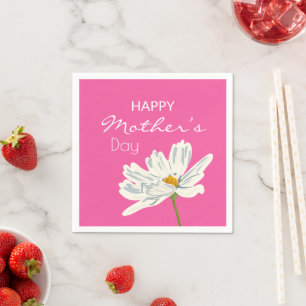 Lycklig Mor dag Vita konstnärliga blommor Pappersservett