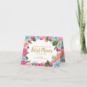 Lycklig Mor-dagen Rosa & Blåa blommor Ram Kort