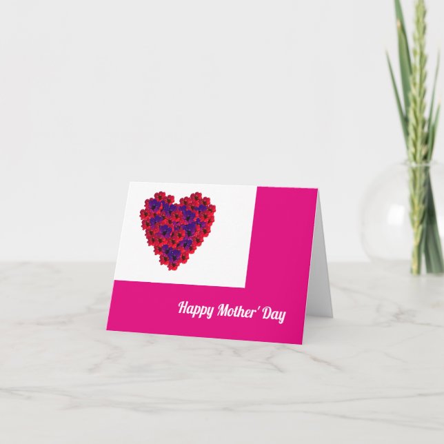 Lycklig Mor Dagens Blommigt hjärta Kort (Framsida)