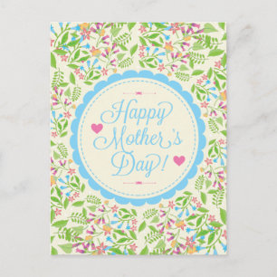 Lycklig Mor Day Text och färgstark Blommigt Design Vykort