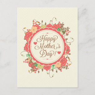 Lycklig Mor Day-text och färgstark Blommigt Vykort