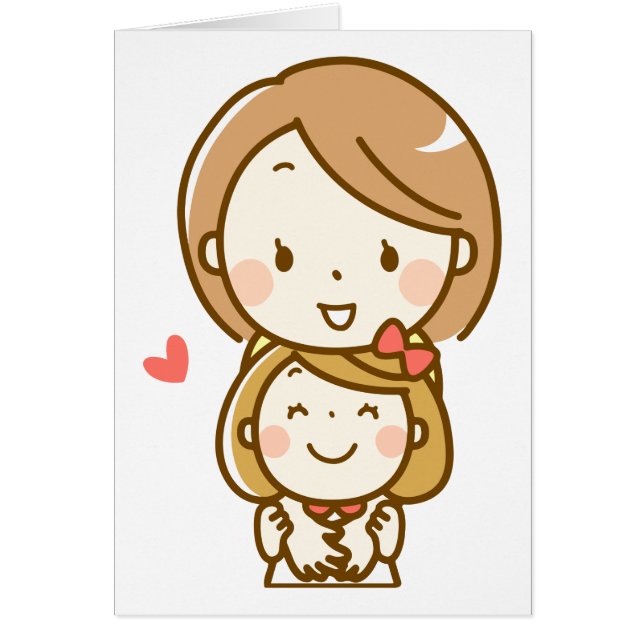 Lycklig mor och dotter som kramar, förälder, hälsningskort (Framsidan)