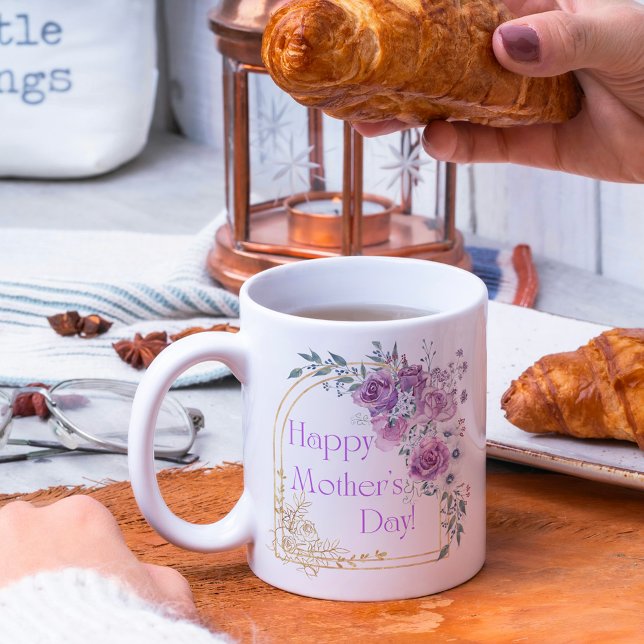 lycklig mor, rosa  guld botaniska kaffemugg (Skapare uppladdad)