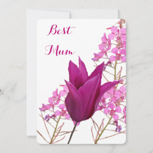 Lycklig Mor söt rosa tulip vacker blommigt Inbjudningar