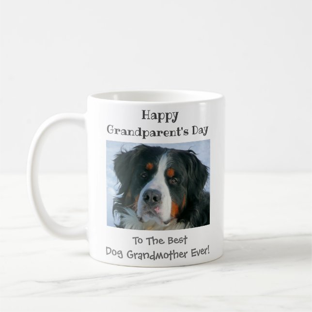 Lycklig morförälderns bästa Hund mormor Foto Kaffemugg (Vänster)