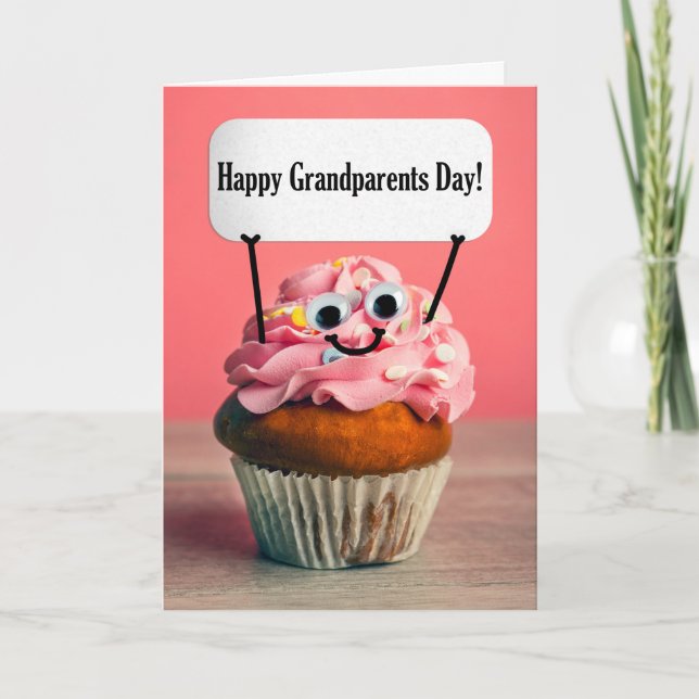 Lycklig morföräldrars dag för cute-cupaka med teck helgkort (Framsida)