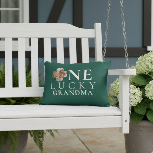 Lycklig Mormor Grön Shamrock Foto Prydnadskudde