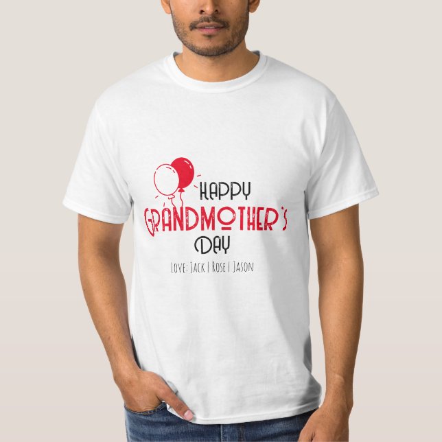 Lycklig mormors dag med röda ballonger t shirt (Framsida)