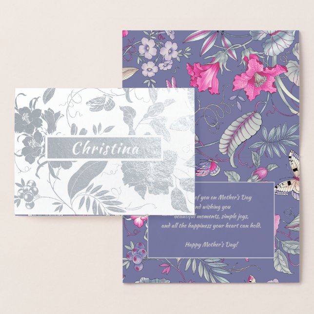 Lycklig Mors dag. Anpassat namn - lyx Folierat Kort (Display)