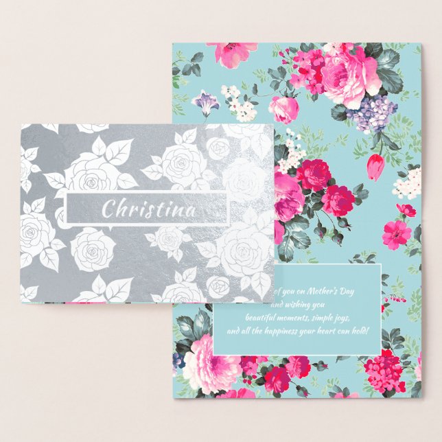 Lycklig Mors dag. Anpassat namn - lyx Folierat Kort (Display)