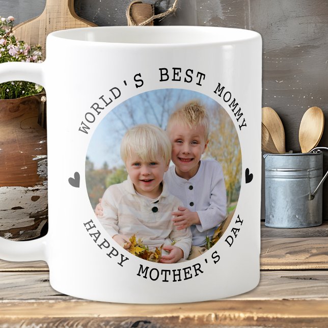 Lycklig Mors dag Anpassningsbar 2 Photo Cute Mamma Kaffemugg (Skapare uppladdad)