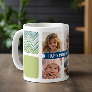 Lycklig Mors dag Anpassningsbar 4 Fotokollage Chev Kaffemugg