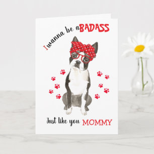 Lycklig Mors dag Badass Boston Terrier Hund Kort