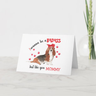Lycklig Mors dag Badass från Basset Hound Hund Kort