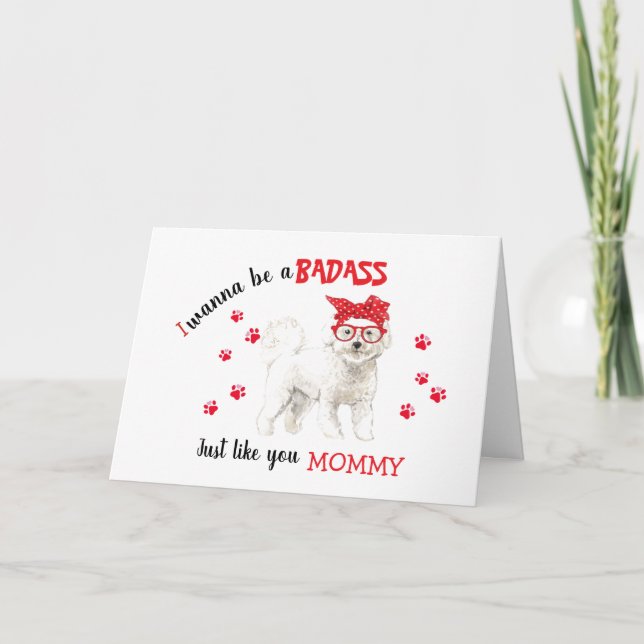 Lycklig Mors dag Badass från Bichon Frise Hund Kort (Framsida)