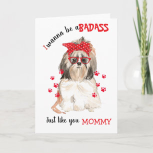 Lycklig Mors dag Badass från Shih Tsu Hund Kort
