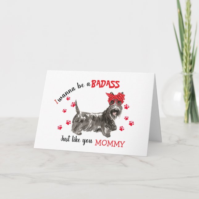 Lycklig Mors dag Badass Scottish Terrier Hund Kort (Framsida)