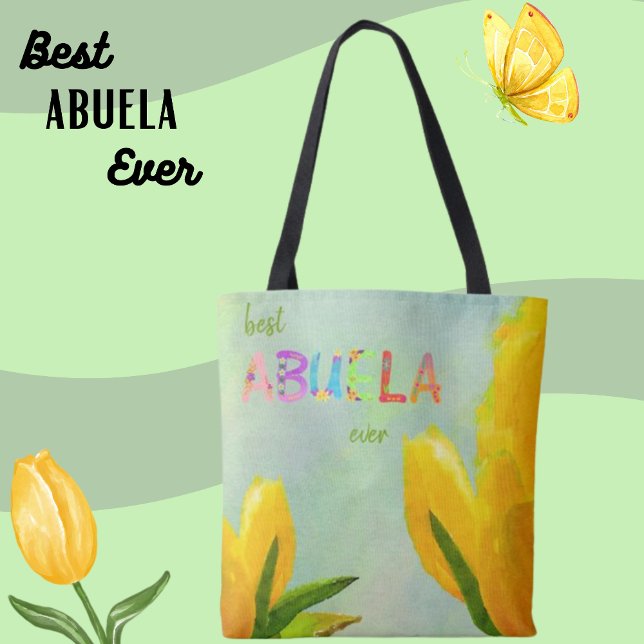 Lycklig Mors dag Best Abuela All Gult Tulips Tygkasse (Skapare uppladdad)