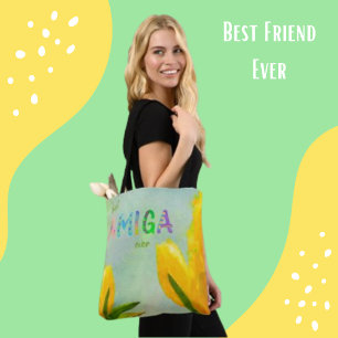 Lycklig Mors dag Best Amiga någonsin Gult Tulips Tygkasse