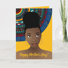 Lycklig Mors dag! Black Woman, Tribal, Guld Kort