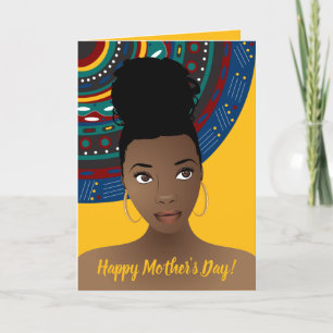 Lycklig Mors dag! Black Woman, Tribal, Guld Kort