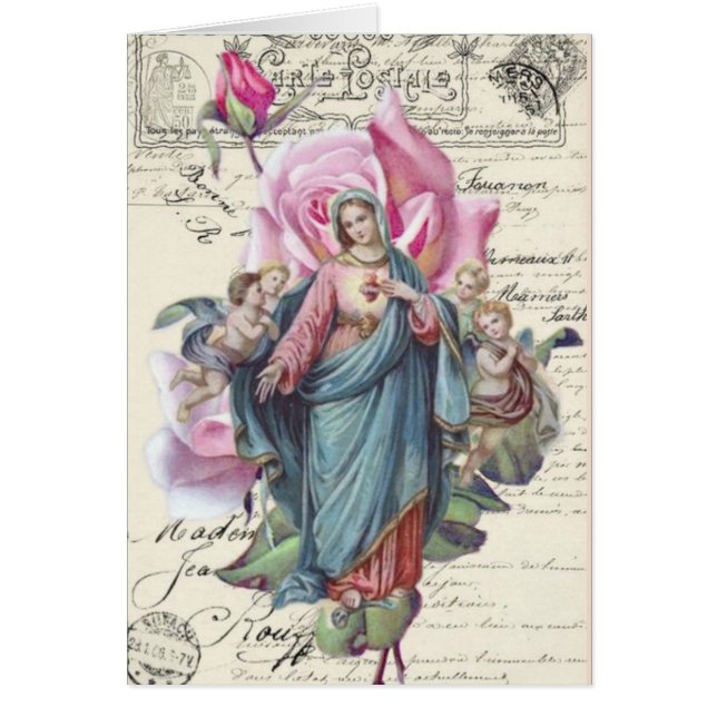 Lycklig Mors dag | Blad Virgin Mary Rosa ros Hälsningskort (Framsidan)