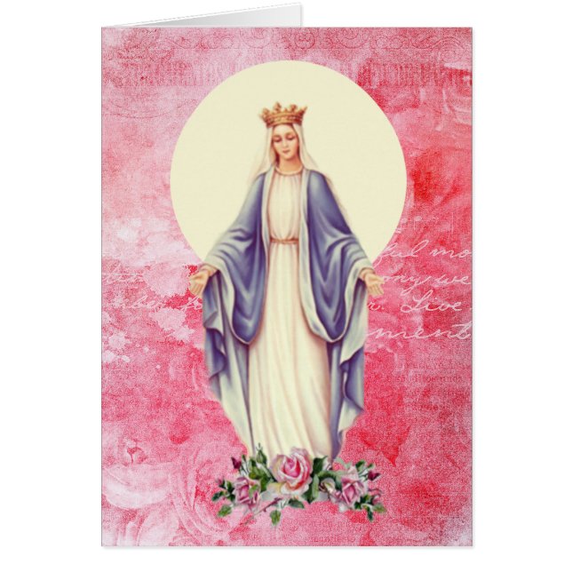 Lycklig Mors dag Blated Virgin Mary Rosa ros Hälsningskort (Framsidan)