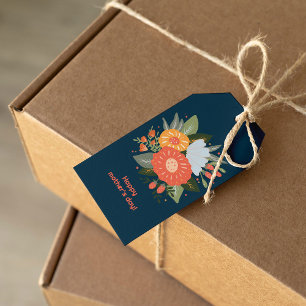 Lycklig mors dag blommigt bouquet presentetikett