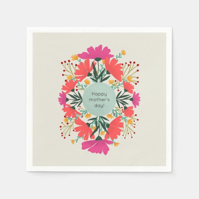 Lycklig mors dag blommigt pappersservett (Framsidan)
