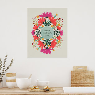 Lycklig mors dag blommigt poster