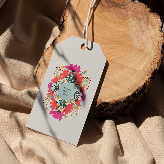 Lycklig mors dag blommigt presentetikett (Skapare uppladdad)