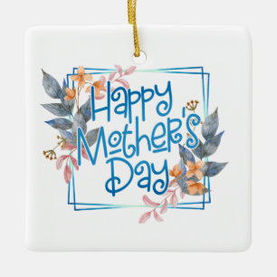 Lycklig Mors dag Blommigt Ram   Ornament