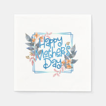 Lycklig Mors dag Blommigt Ram | Pappersservett