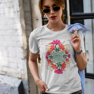 Lycklig mors dag blommigt t shirt