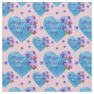 Lycklig Mors dag Blue Hearts Blommigt på Rosa Tyg