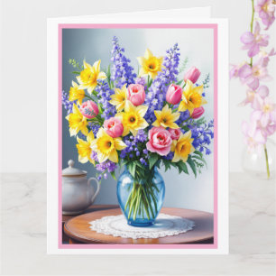 Lycklig Mors dag Bouquet-Vår blommor Kort