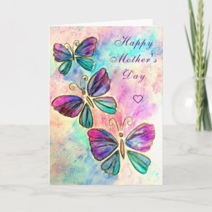 Lycklig Mors dag Card Lila Rosa Butterflies Kort