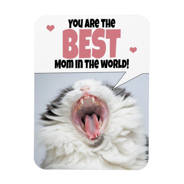 Lycklig Mors dag Cat Shouting Humor Magnet (Vertikal)