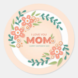 Lycklig Mors dag Classic Round Sticker Runt Klistermärke