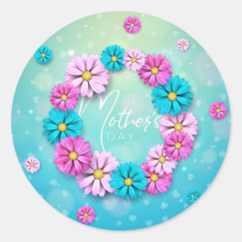 Lycklig Mors dag Classic Round Sticker Runt Klistermärke