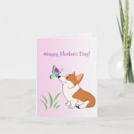 Lycklig Mors dag Corgi med fjäril Kort