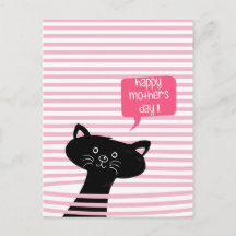 Lycklig Mors dag Cute Black Cat-vykort