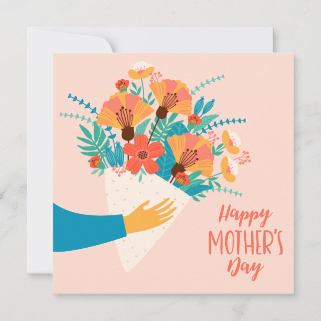 Lycklig Mors dag // Cute Blommigt blank Kort (Framsida)