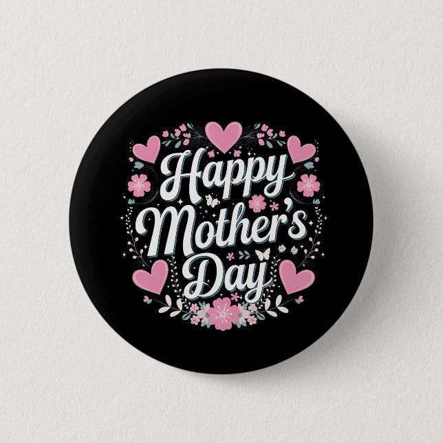 Lycklig Mors dag Cute Blommigt Mamma Grandma Knapp (Framsida)