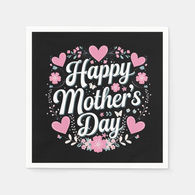 Lycklig Mors dag Cute Blommigt Mamma Grandma Pappersservett (Framsidan)