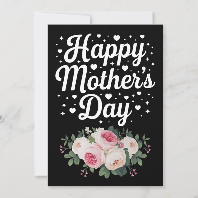 Lycklig Mors dag Cute Blommigt Mamma Grandma Wife Inbjudningar (Framsida)