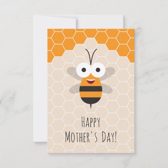 Lycklig Mors dag Cute Honungsbin Honeycomb Tack Kort (Framsida)