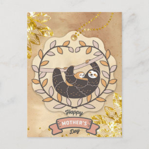 Lycklig Mors dag Cute Roligt Koala Sloth och Baby Vykort