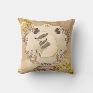 Lycklig Mors dag Cute Roligt Raccoon Kudde